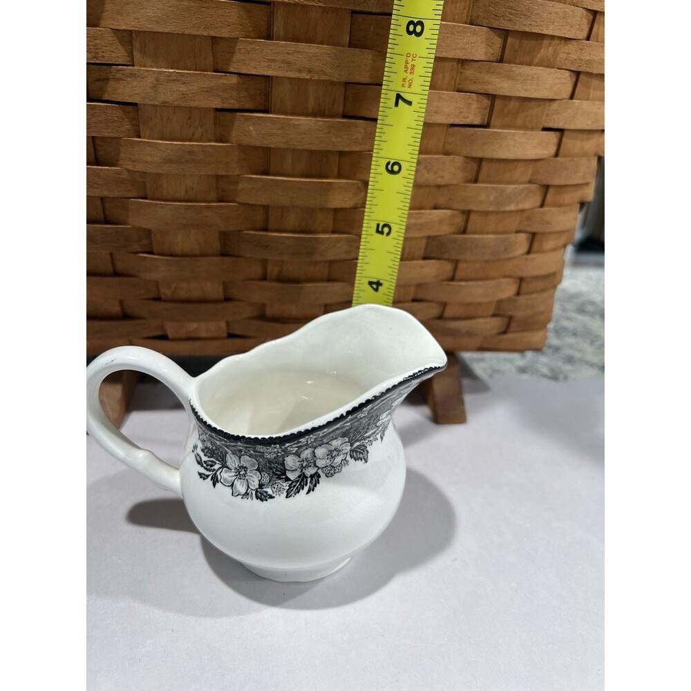 Enoch Wedgwood Malverne Creamer Black White Transferware